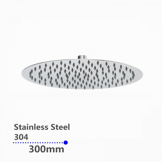 Super-slim Round Rainfall Shower Head Chrome 300mm