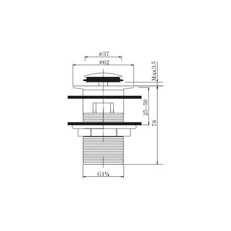 32/40mm Brass Basin Pop Up Waste with Overflow (Brass) Brushed Nickel