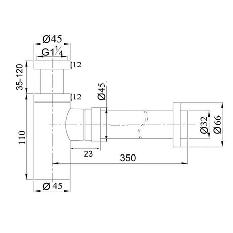 Bottle Trap Gun Metal Grey 32mm