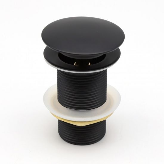 32/40mm Mushroom Solid Brass Basin Pop Up Waste NO Overflow Black