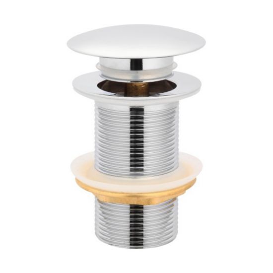 32/40mm Mushroom Solid Brass Basin Pop Up Waste NO Overflow Chrome