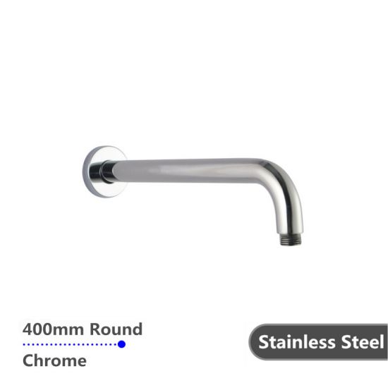 Round Wall Straight Shower Arm Chrome 400mm
