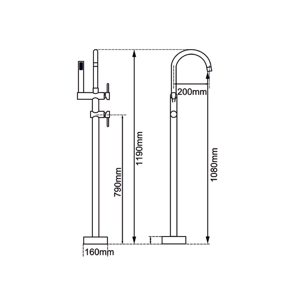 Round Freestanding Bath Mixer With Handheld Shower Gun Metal Grey