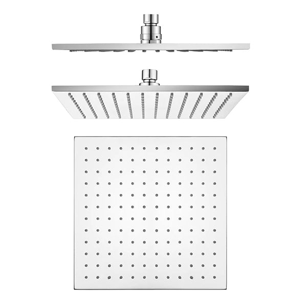 Square Rainfall Brass Shower Head Chrome 250mm