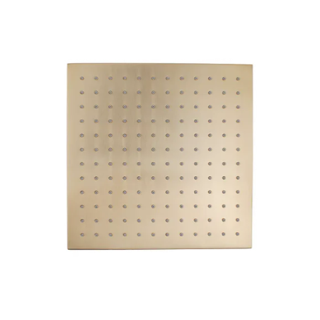 Square Brass Shower Head Brushed Yellow Gold 250mm
