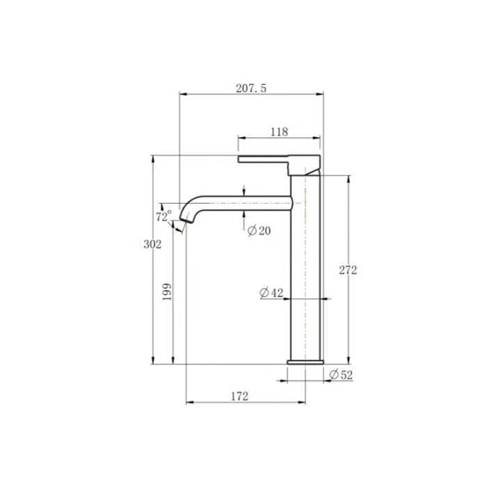 LUCID PIN Series Round Tall Basin Mixer Brushed Nickel