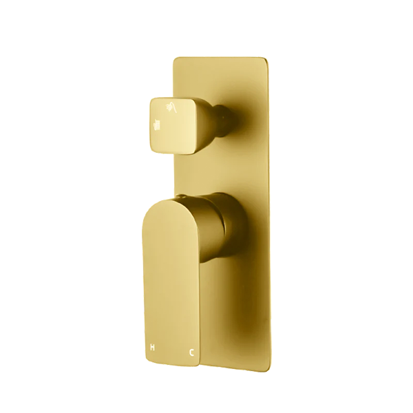 VOG Series Bath/Shower Wall Mixer with Diverter (color up) Brushed Brass