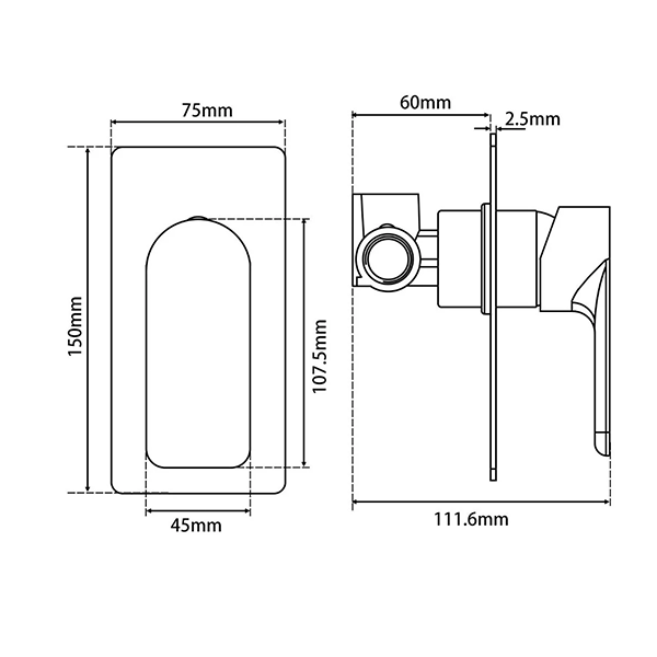 VOG Series Shower/Bath Wall Mixer (color up) Brushed Brass