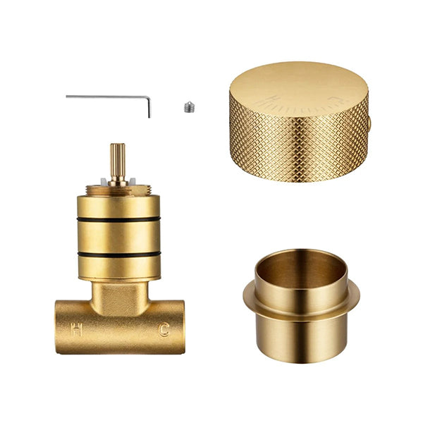 Round Progressive Wall Mixer Handle Brushed Brass