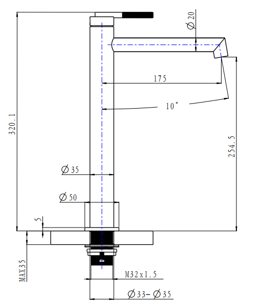 CADDENCE Series Brushed Gun Metal Grey Tall Basin Mixer