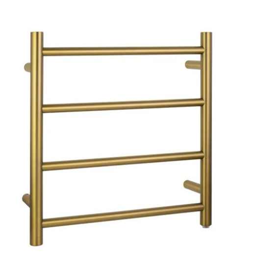 Round Electric Heated Towel Rack 4 Bars Brushed Brass
