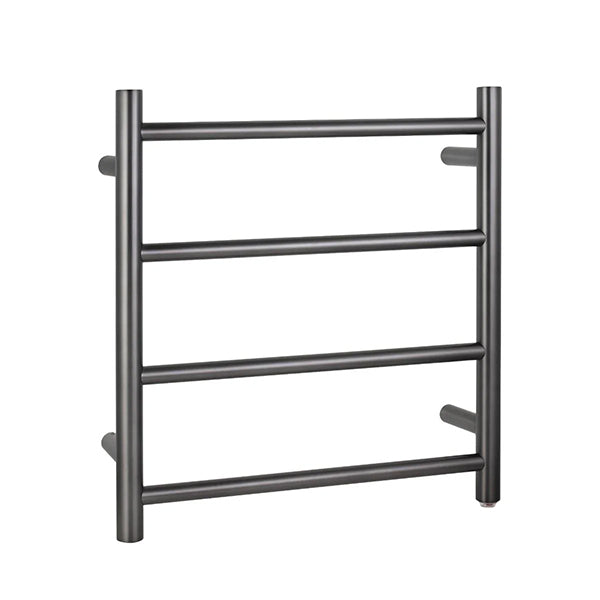 Round Electric Heated Towel Rack 4 Bars Brushed Gun Metal Grey