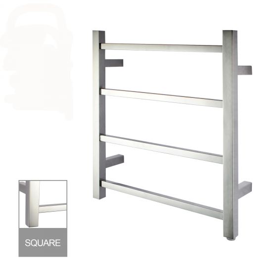 Square Electric Heated Towel Rack 4 Bars Chrome