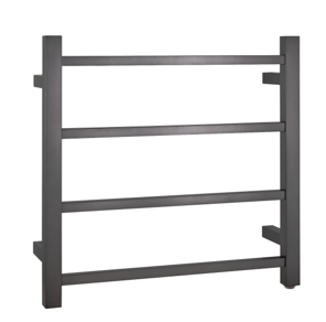 Square Electric Heated Towel Rack 4 Bars Brushed Gun Metal Grey