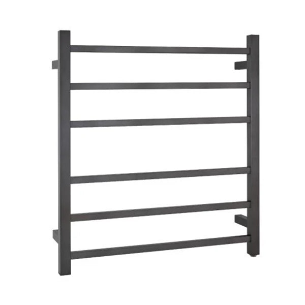 Square Electric Heated Towel Rack 6 Bars Brushed Gun Metal Grey