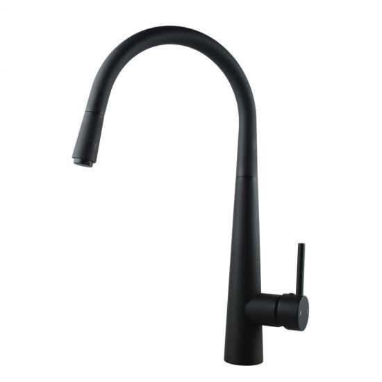 Round Pull Out Kitchen Sink Mixer Black