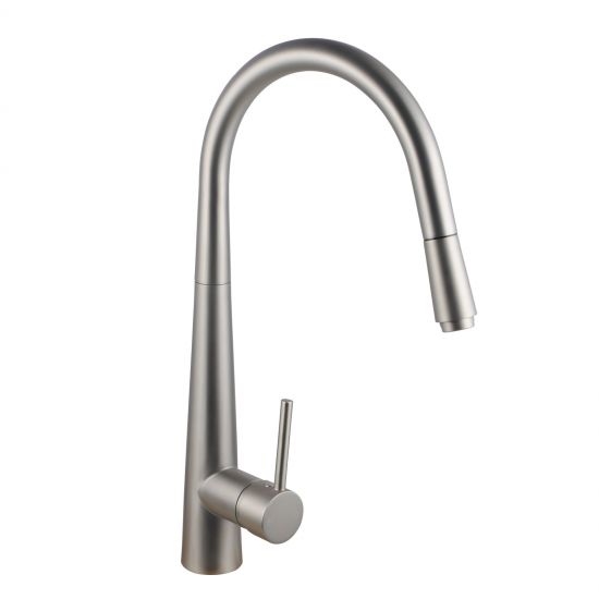 Round Pull Out Kitchen Sink Mixer Brushed Nickel