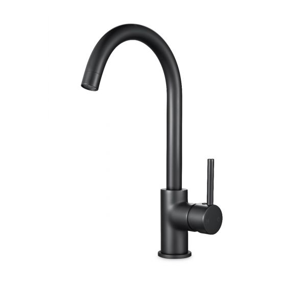 Round Standard Kitchen Sink Mixer Tap Black