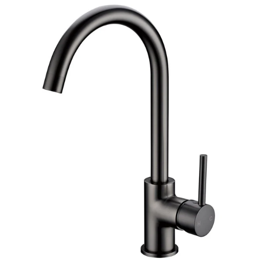 Round Standard Kitchen Sink Mixer Tap Gun Metal Grey