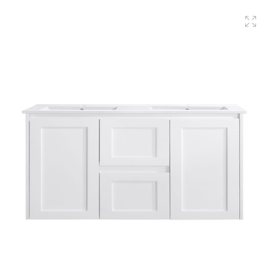 Vintage (Hung) Series Gloss White 1200mm CABINET ONLY Suits Double Bowl