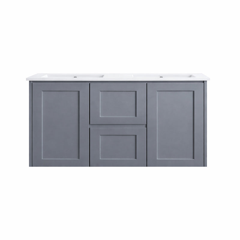 Vintage (Hung) Series Double Bowls Matt Grey Overall 1200mm Vanity Set With Flat Stone Bench Top Suits Double Bowl