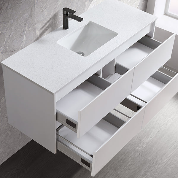 Moddra(Hung) Series Matt White Overall 1180x455x540mm Vanity Set With Stone Top & Ceramic Undermount Basin