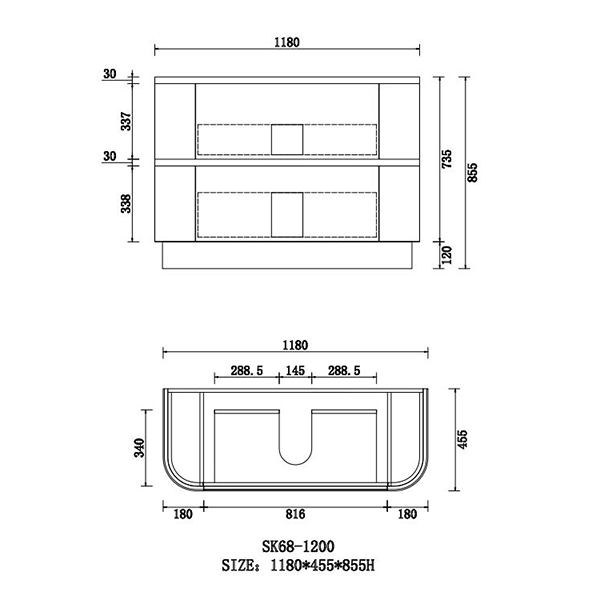 Hudson Series Matt White 1180x455x855mm CABINET ONLY