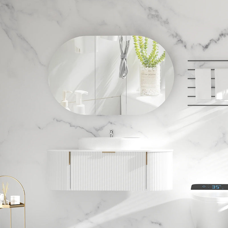 Carysil Mystic Oval Shaving Cabinet Matte White 1200x750mm