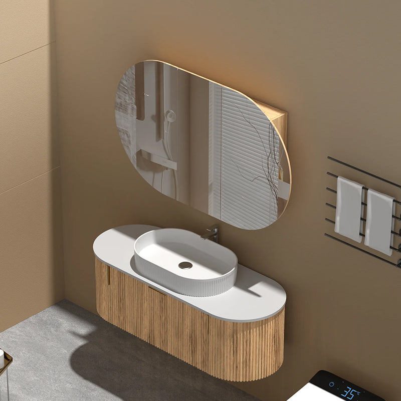 Carysil Mystic Oval Shaving Cabinet Walnut 1200x750mm