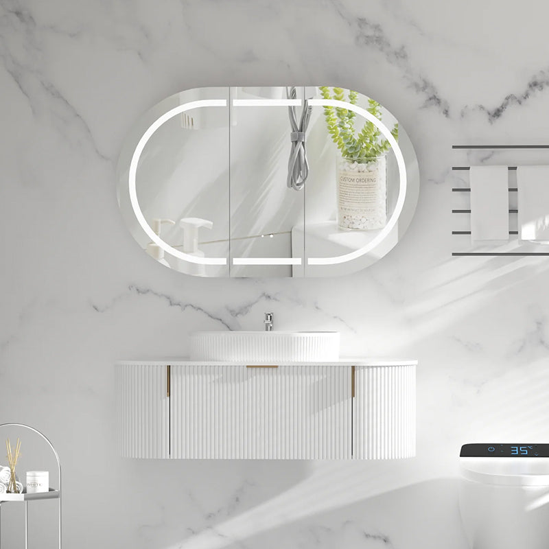 Carysil Mystic Oval LED Shaving Cabinet Matte White 1200x750mm