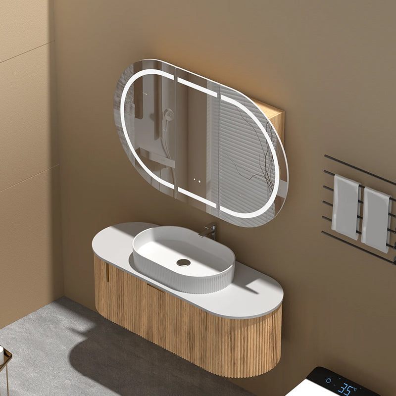 Carysil Mystic Oval LED Shaving Cabinet Walnut 1200x750mm