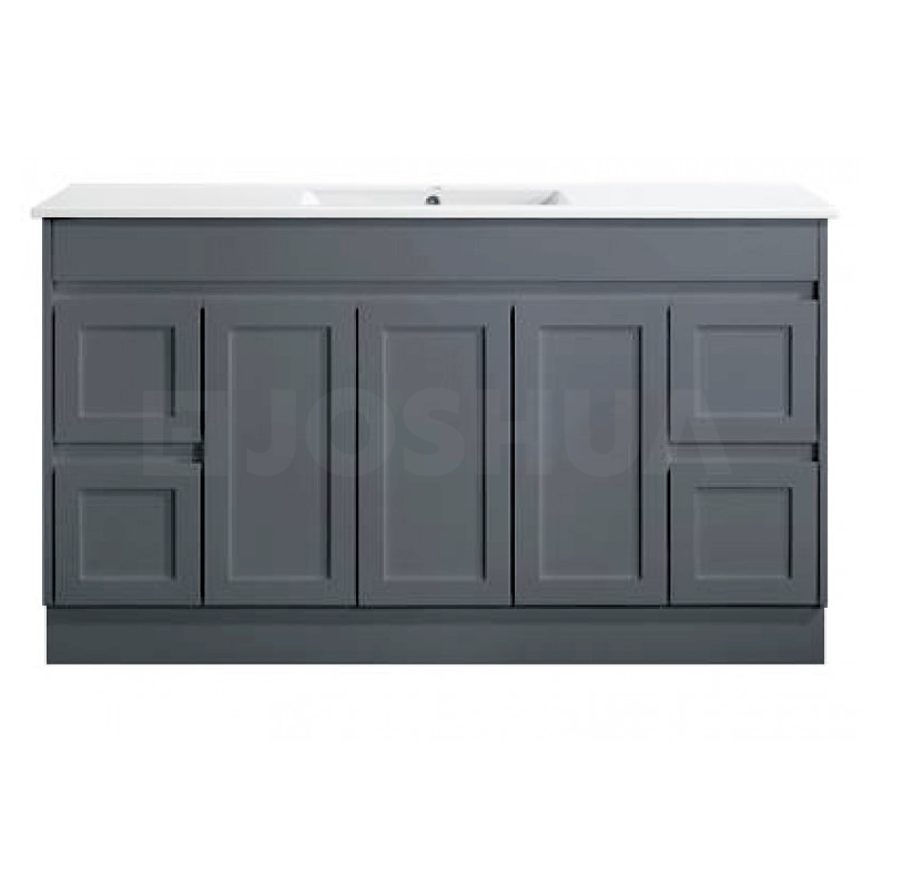 Vintage Series Matt Grey 1500mm SET With Flat Stone Bench Top Single Bowl