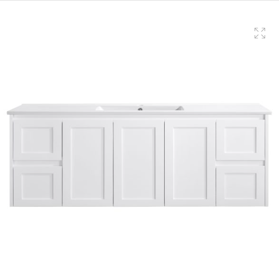 Vintage (Hung) Series Matt White 1500mm CABINET ONLY Suits Single Bowl