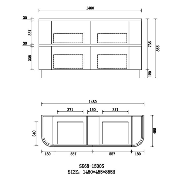 Hudson Series Single Bowl Matt White 1480x455x855mm CABINET ONLY