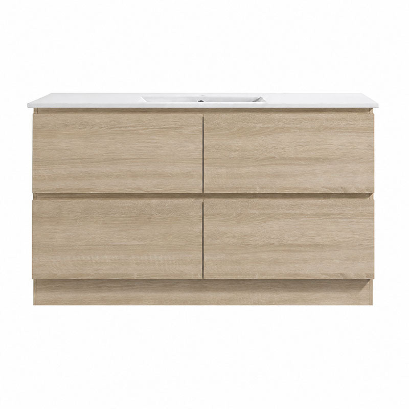 Moddra Series Single Bowl Natural Timber Overall 1480x450x855mm Vanity Set With Ceramic Slimline Top (UV31)