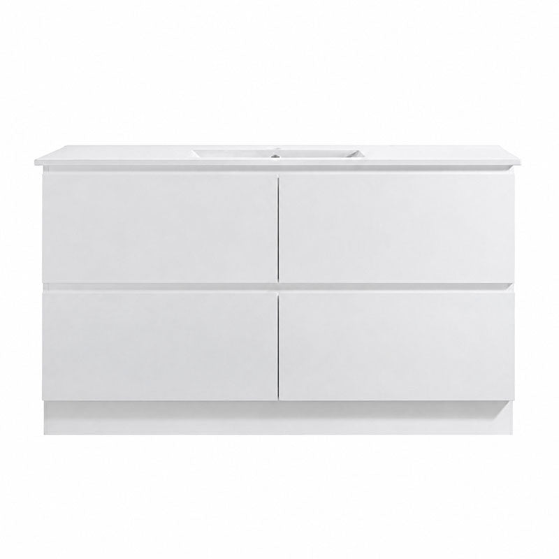 Moddra Series Single Bowl Gloss White Overall 1480x450x855mm Vanity Set With Ceramic Slimline Top (UV31)
