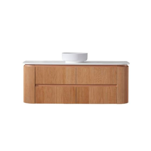Bristol Series Wall Hung Single Bowl Rosewood 1480x455x540mm Vanity with Stone Top & Ceramic Undermount Basin