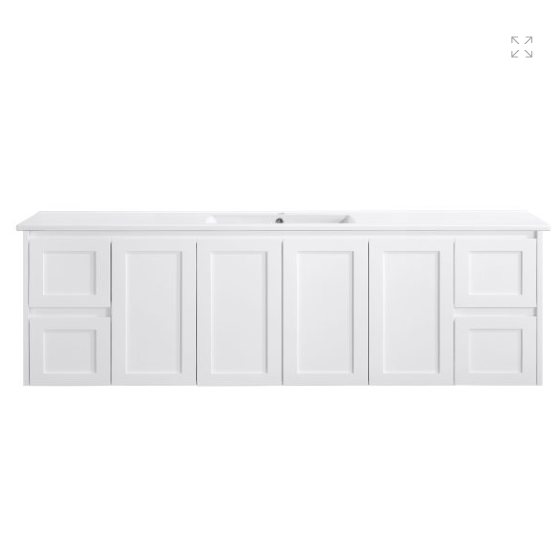 Vintage (Hung) Series Matt White Overall 1800mm VANITY SET With Flat Stone Bench Top