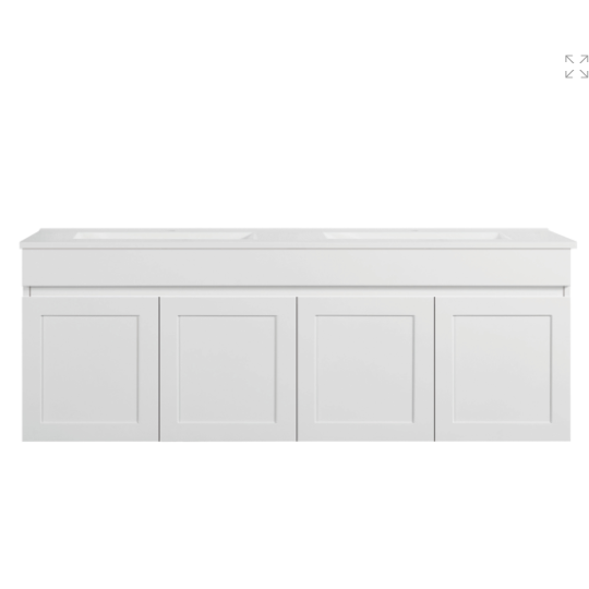 Paris Series Double Bowl Matt White 1800x455x520mm VANITY SET With Flat Stone Bench Top Only