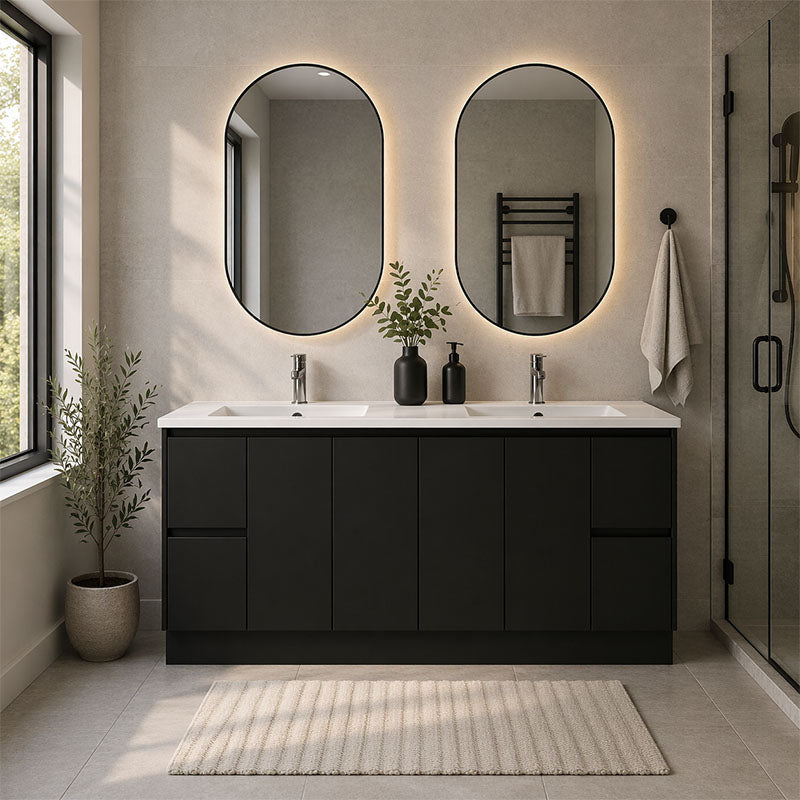 Moddoo Series Double Bowls Matt Black Overall 1776x455x855mm CABINET ONLY