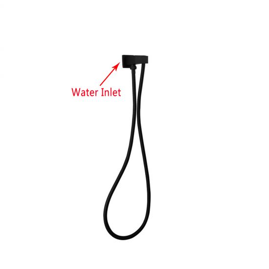 Square Shower Rail without Handheld Shower (Staineless Steel Hose) Black