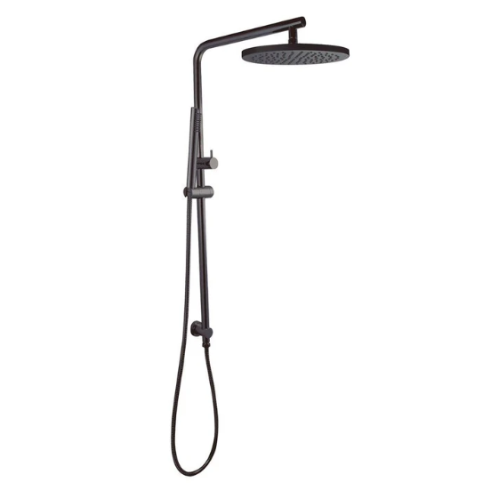 10' Round Shower Station Top Water Inlet (Right Angle) Gun Metal Grey