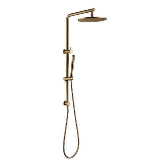 10' Round Shower Station Top Water Inlet (Right Angle) Brushed Brass
