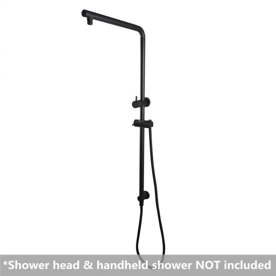 Round Shower Station (Right Angle) without Shower Head and Handheld Shower (Stainless Steel Hose) Black