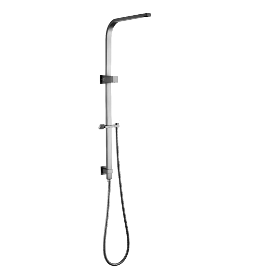 Square Shower Station without Shower Head and Handheld Shower (PVC Hose) Brushed Nickel