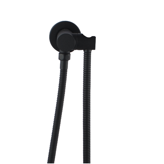 Round Handheld Shower Set without Handheld Shower (Stainless Steel Hose) Black