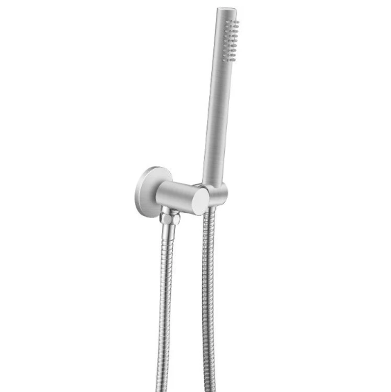 Round Shower Rail with Handheld Shower (Stainless Steel Hose) Brushed Nickel