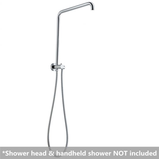 Round Shower Station without Shower Head and Handheld Shower (Stainless Steel Hose) Chrome