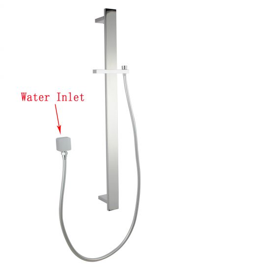 Square Wide Sliding Shower Rail without Handheld Shower (PVC Hose) Chrome