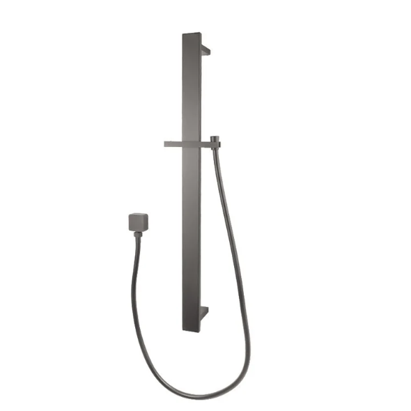 Square Wide Sliding Shower Rail without Handheld Shower (PVC Hose) Gun Metal Grey